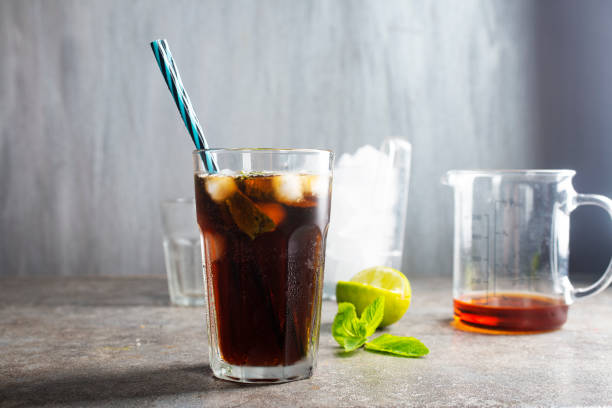 istock Cuba Libre or long island iced tea cocktail with strong drinks 1419557466