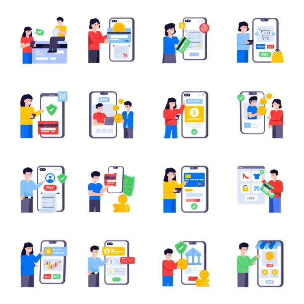 Vector illustration of Flat Illustrations of Payments Methods