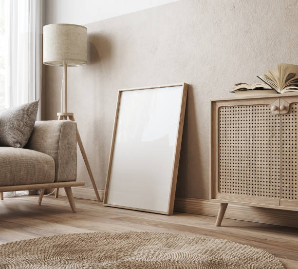 istock Mockup frame in boho living room interior 1419566157