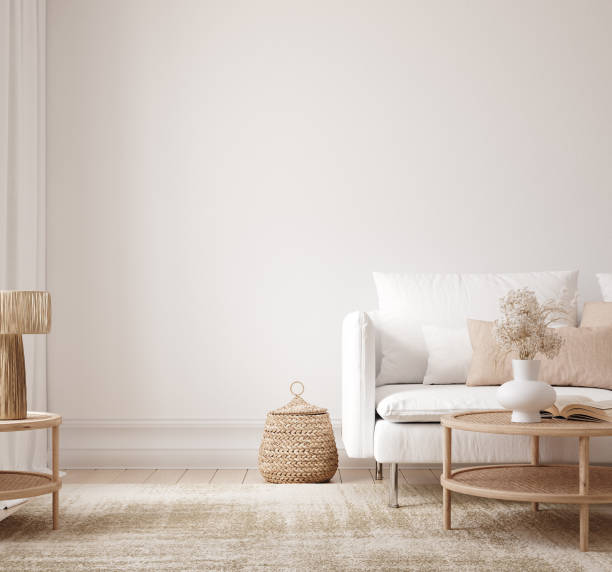 Minimalist modern living room interior background, Scandinavian style