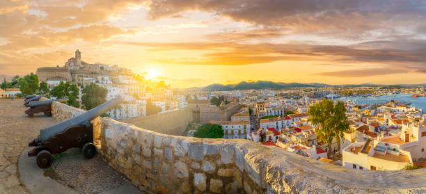 istock Landscape with Eivissa at sunset time, Ibiza island 1419570733