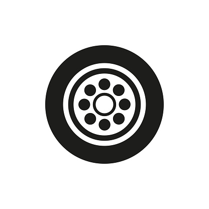 Flat wheel icon. Car repair service concept. Vector illustration. stock image. EPS 10.