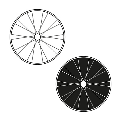 Set with black white wheel spokes. Vector illustration. stock image. EPS 10.