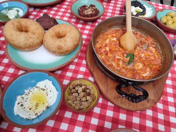 istock Traditional turkish bagels for breakfast at table in Istanbul turkey 1419574479