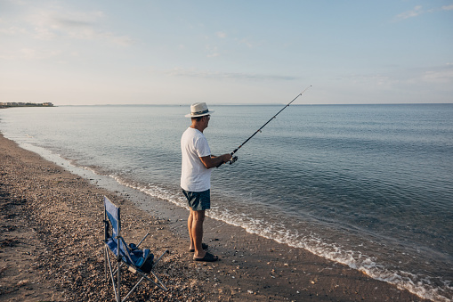 Fisherman with fishing gear