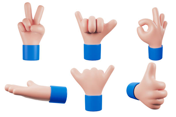 istock collection Hands Gesture, cartoon friendly, funny style isolated on white background, 3D rendered image. 1419574976