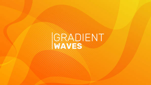 Colorful gradient waves background. Orange gradient waves wallpaper. Gradient wavy orange background. Modern orange wavy banner design. wallpaper sample stock illustrations