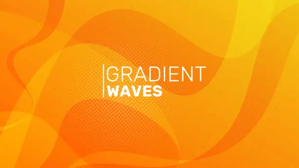 Vector illustration of Colorful gradient waves background. Orange gradient waves wallpaper.