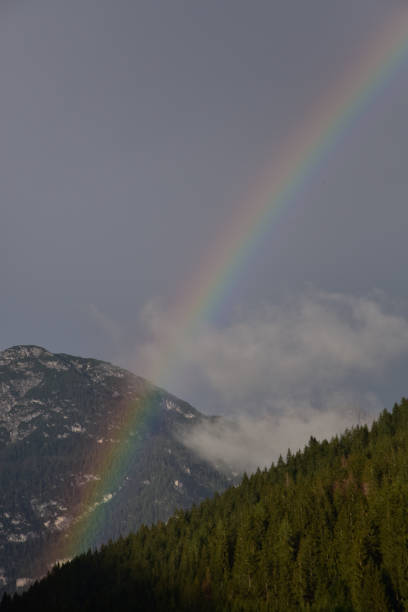 istock Rainbow in the dolomites sky, Campolongo di Cadore Val Comelico, Italy 1419579284