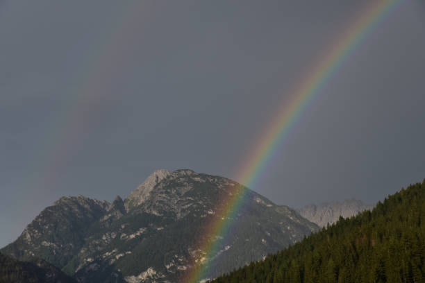 istock Rainbow in the dolomites sky, Campolongo di Cadore Val Comelico, Italy 1419579290