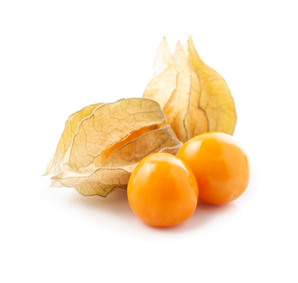 Physalis berries fruits on white backgrounds.