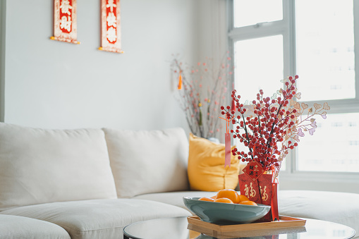 Chinese New Year - Generic modern home interior decorated for the New Year