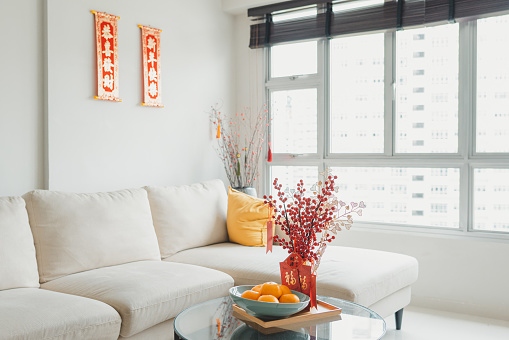 Chinese New Year - Generic modern home interior decorated for the New Year