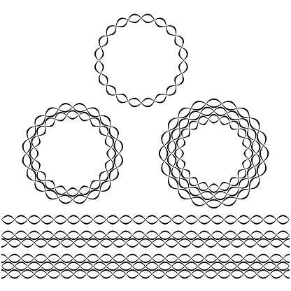 wavy line decorative circle frames and border patterns