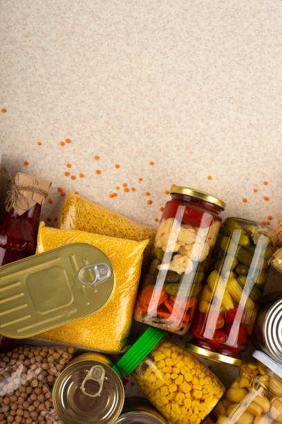 istock Emergency groceries food background with copyspace 1419599885