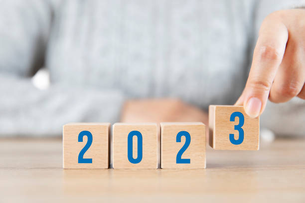 istock Writing Year 2023 with Wooden Cubes 1419600439