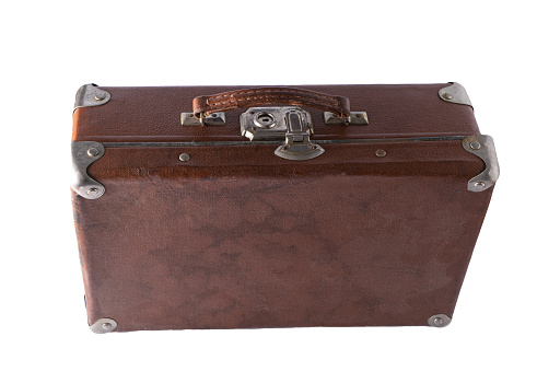 Isolated old brown suitcase