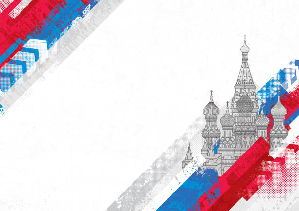 Moscow Russia Abstract Grunge Background Vector illustration abstract grunge background with Saint Basil's Cathedral in Moscow Russia. red square stock illustrations