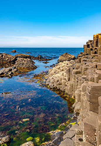 Giant's Causeway with copy space in the clear sky