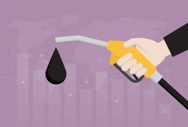 Vector illustration of Gasoline fuel nozzle with a graph background