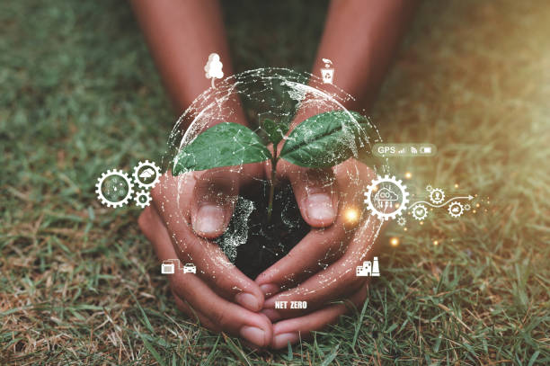 sustainable environmental energy green business goals sustainable environmental energy green business goals Sustainable renewable energy development concept and ecological growth with green energy ESG sustainable business stock pictures, royalty-free photos & images