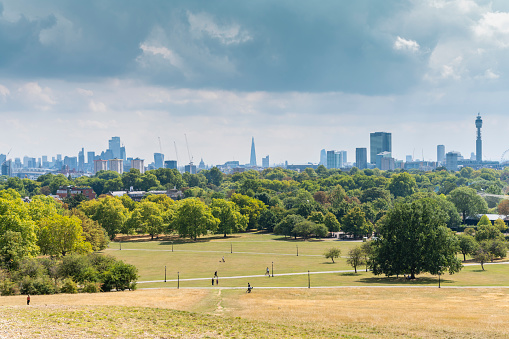 The City of London seen from Primrose Hill on a sunny summer day.