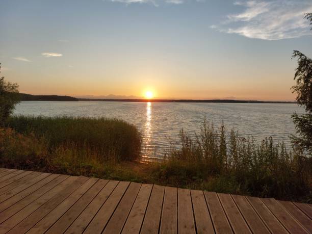 istock Equipped embankment and beautiful sunset 1419615790