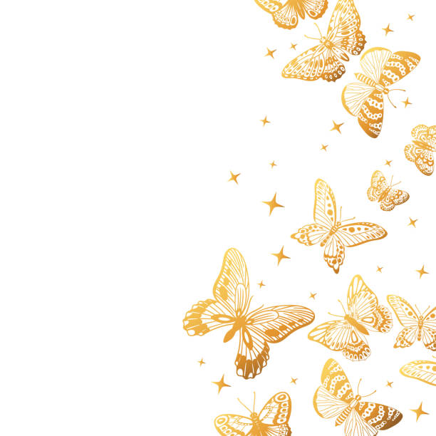 Cartoon Gold Butterflies Pattern Gorgeous Butterfly Background Flying Golden  Butterfly Flock Gorgeous Exotic Moths Flat Vector Background Illustration  Butterflies Backdrop Stock Illustration - Download Image Now - iStock
