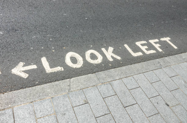 istock Look left, written at a pedestrian crossing in London, UK 1419623826