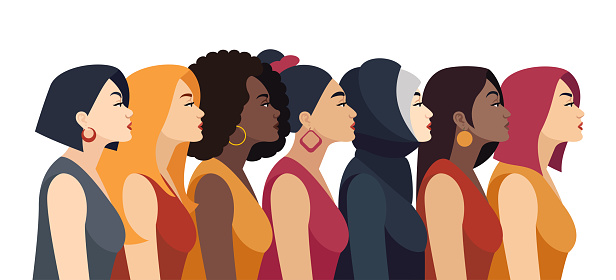 Women Power. Multi-ethnic group of beautiful women.