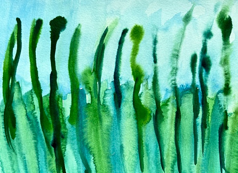 Abstract green watercolor painting
