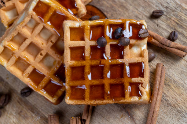 istock soft waffles with natural bee honey on a serving board 1419627552