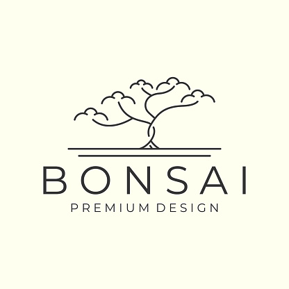bonsai with minimalist linear style symbol vector design icon template illustration