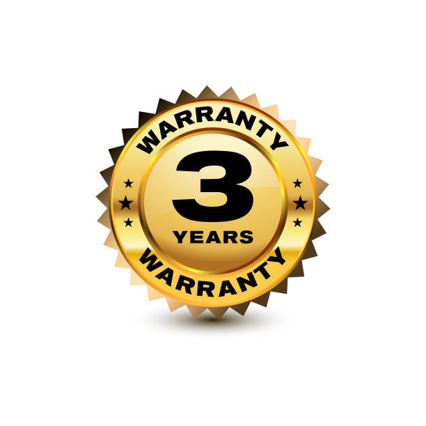 ilustrações de stock, clip art, desenhos animados e ícones de golden color powerful 3-year warranty badge isolated on white background. vector illustration. - number certificate number 3 year