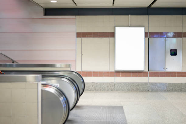 istock Digital LED clock ,Empty blank billboard advertising at airport ,train station,in public commercial,ready for new advertisement,copy space ,slective focus vintage color 1419632210