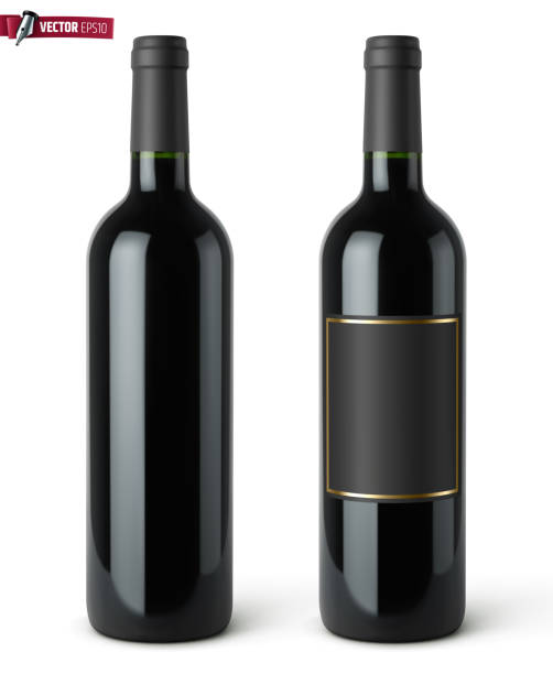 ilustraciones, imágenes clip art, dibujos animados e iconos de stock de botellas de vino realistas vectoriales - wine bottle