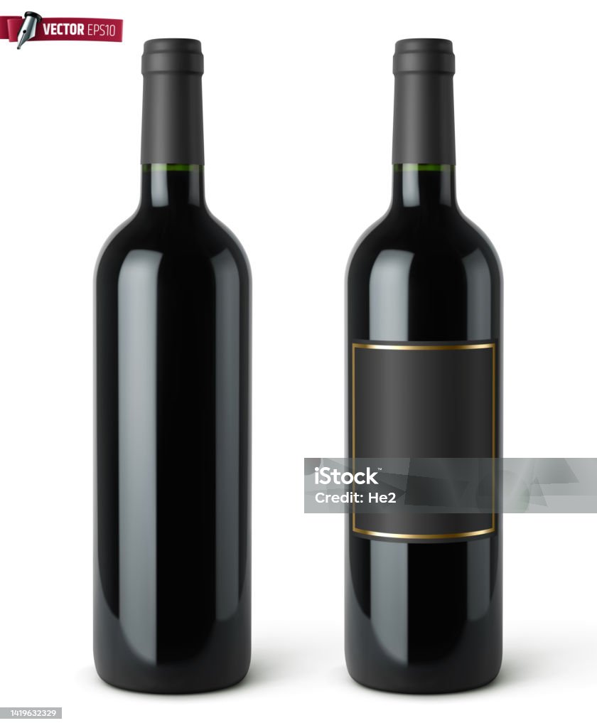 Vector realistic wine bottles - Royalty-free Garrafa de Vinho arte vetorial