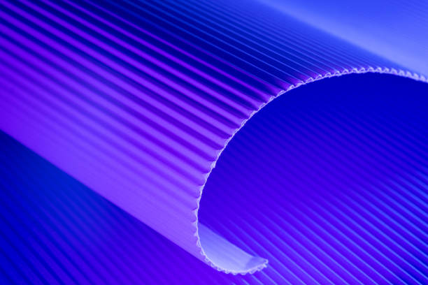 istock Violet and blue illuminated corrugated shapes. 1419633865
