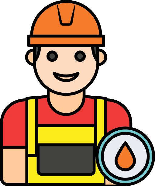 oilman avatar concept, industrial plant manager vector color icon design, crude oil and natural liquid gas symbol, petroleum and gasoline sign, power and energy market stock illustration - fracking oil rig industry exploration stock illustrations