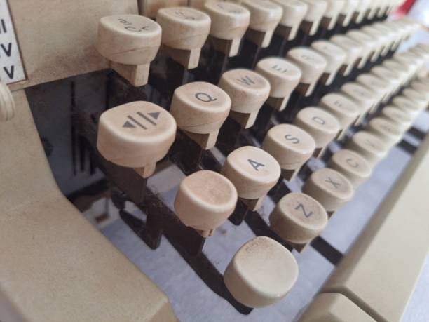 istock Keyboard of an old typewriter, focus on the foreground. 1419638766