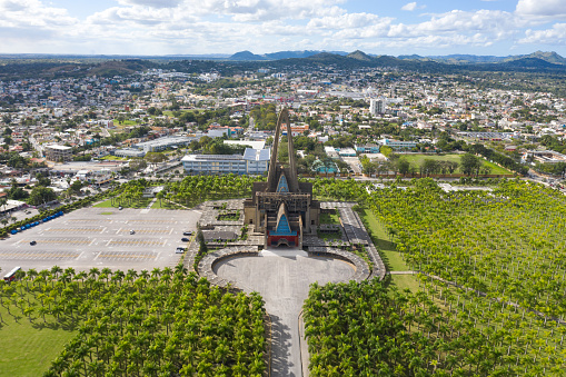 Catholic Church Basilica Nuestra Senora de la Altagracia. Aerial drone view