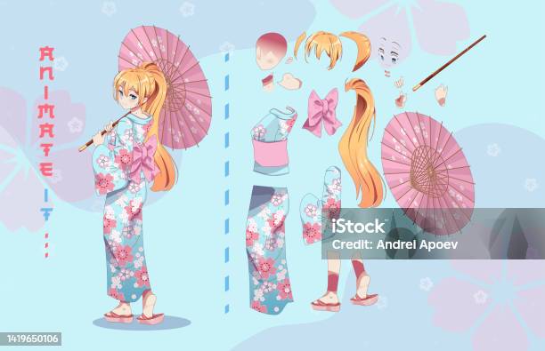 Ilustración de Anime Manga Chicas Personajes De Dibujos Animados Para  Animación Kit De Diseño De Movimiento