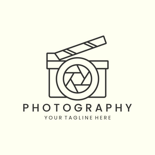 fotografia z projektem ikony wektorowej symbolu w stylu line art. ilustracja szablonu aparatu - photography lens aperture sharp stock illustrations