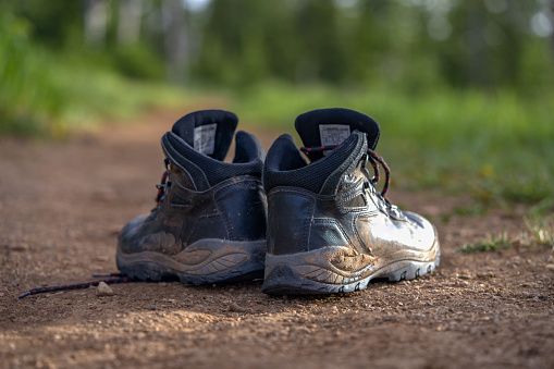Hiking boots on a trail