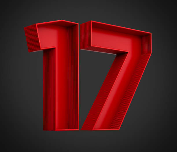istock 3d illustration of red number 17 or seventeen inner shadow 1419659155