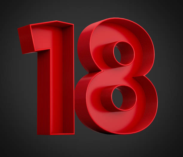 istock 3d illustration of red number 18 or eighteen inner shadow 1419659164