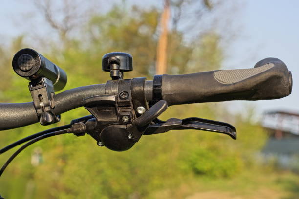 istock part of the bike from a black metal handlebar with a plastic handle 1419666068