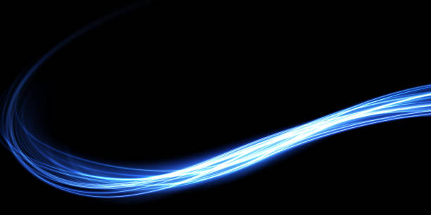 istock Abstract light lines of movement and speed in blue. Light everyday glowing effect. semicircular wave, light trail curve swirl, car headlights, incandescent optical fiber design. 1419667279