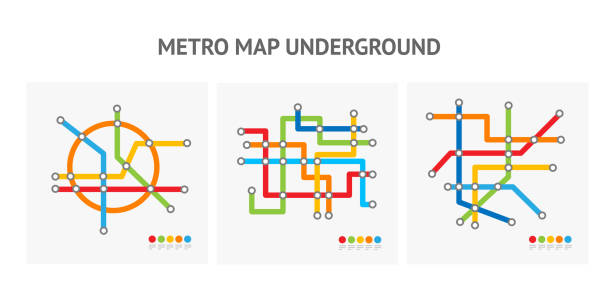 ilustrações de stock, clip art, desenhos animados e ícones de underground metro map tiny icon set. vector - underground