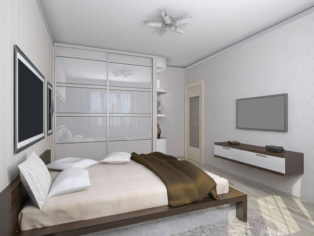 istock 3d render of the master bedroom interior concept with built-in wardrobe 1419668395